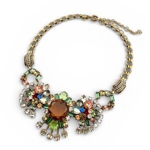 Rare J. Crew Gold and Multicolor Floral Necklace
